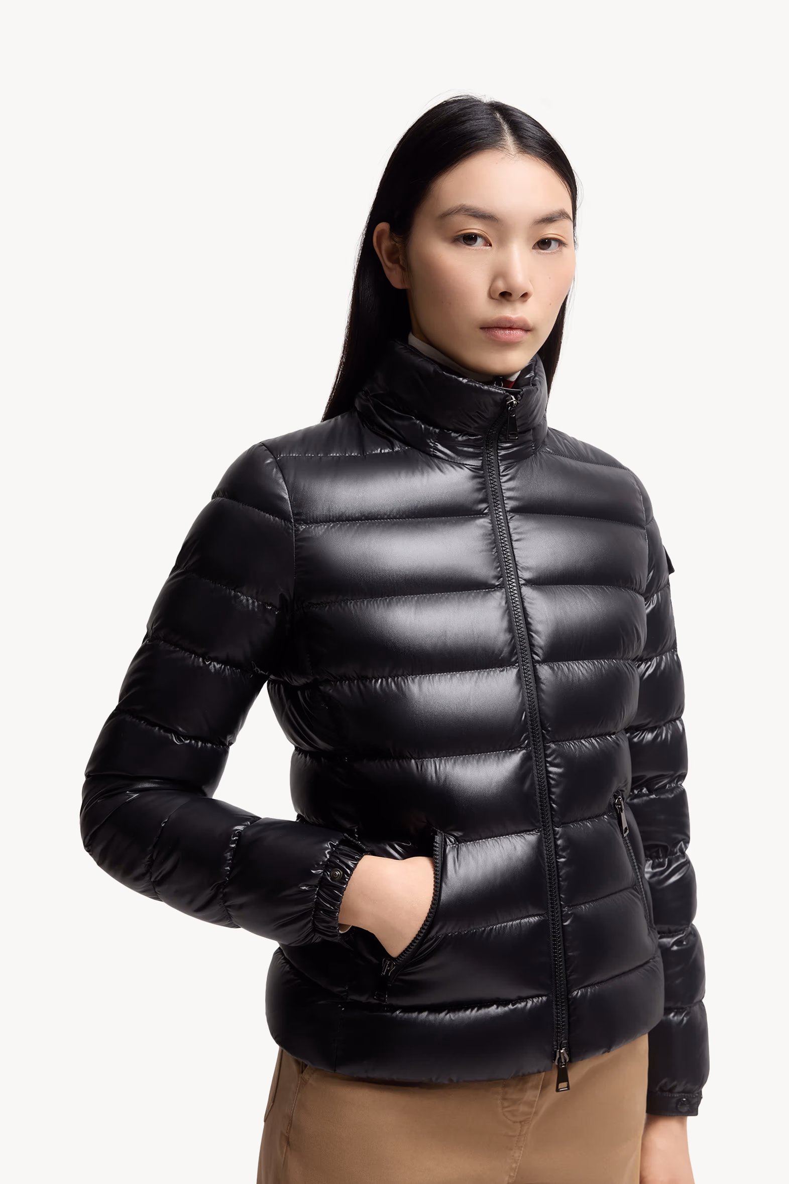 Badyf Faux Fur-Trimmed Hooded Short Down Jacket Women Black Moncler 6